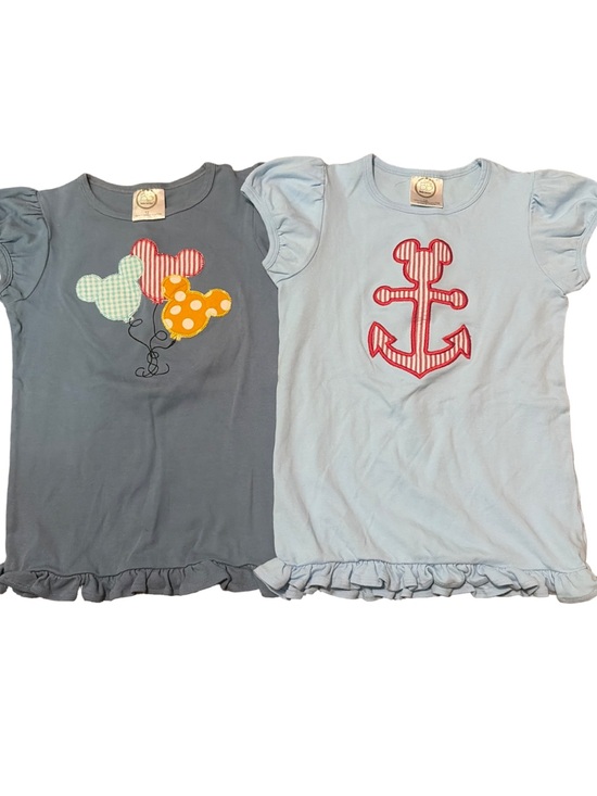 Disney Other - Two Disney Girls Ruffle Hem Tee Set with Appliqué - Light Blue & Slate size 12